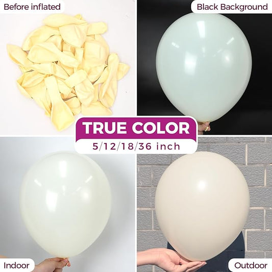 Bezente Ivory White Balloons Latex Party Balloons - 100 Pack 12 inch Round Helium Cream Beige Balloons for Wedding Birthday Gender Reveal Easter Tea Boho Decorations