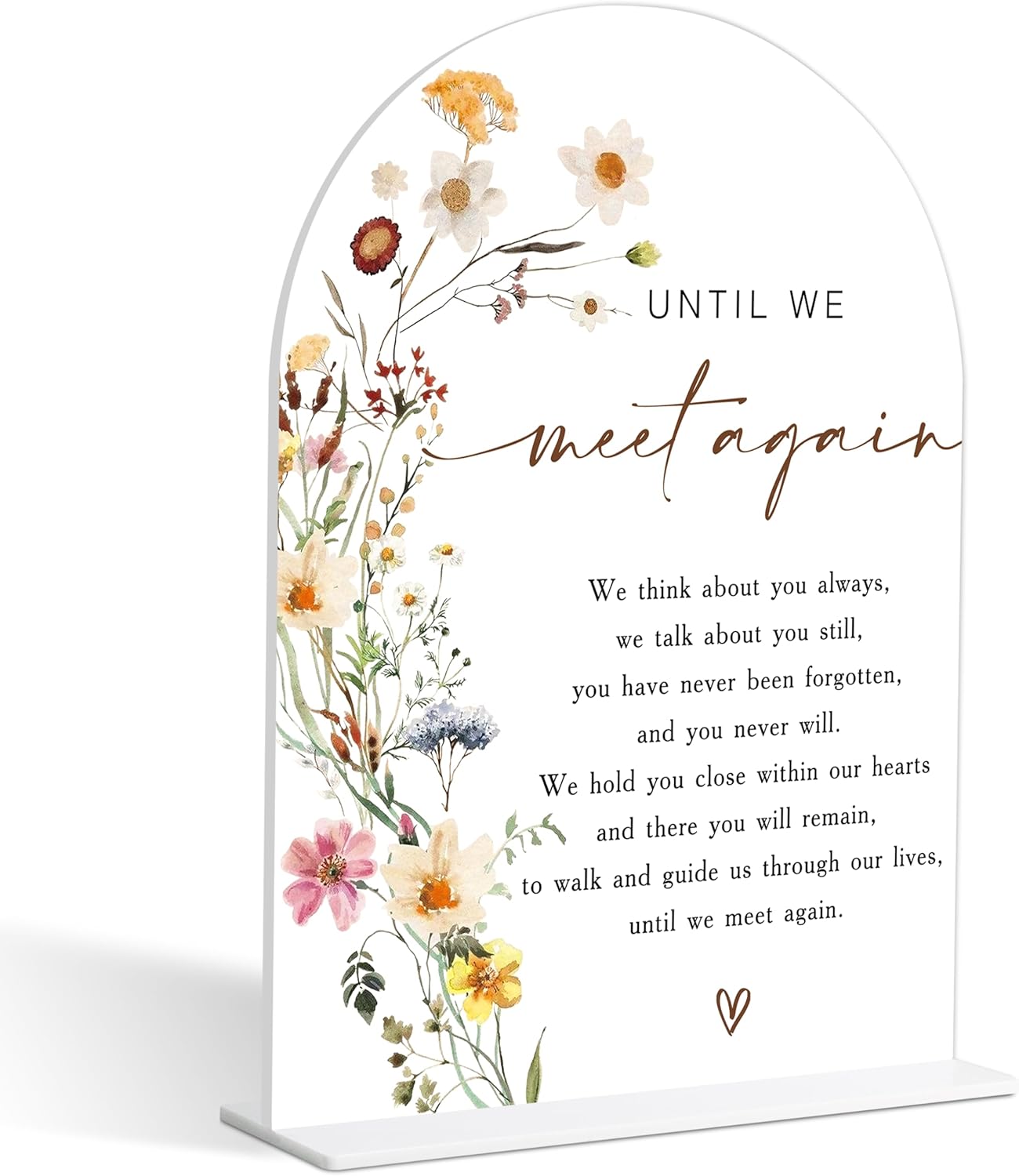 Wedding Memorial Sign, Flower Style Wedding Table Signs for Reception and Event Party, Bridal Shower, Engagement, Centerpiece Party Decor, Memorial Plaque, 6X8 Inch Acrylic Arch Sign with Stand,23