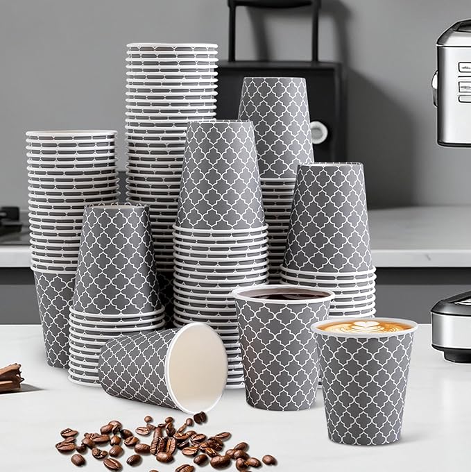Lamosi Coffee Cups 10 oz 200 Pack, Disposable Paper Coffee Cups, Disposable Cups,10 oz Hot Cup,10oz Paper Insulated Cup for Cold Hot Drinks (No Lids)