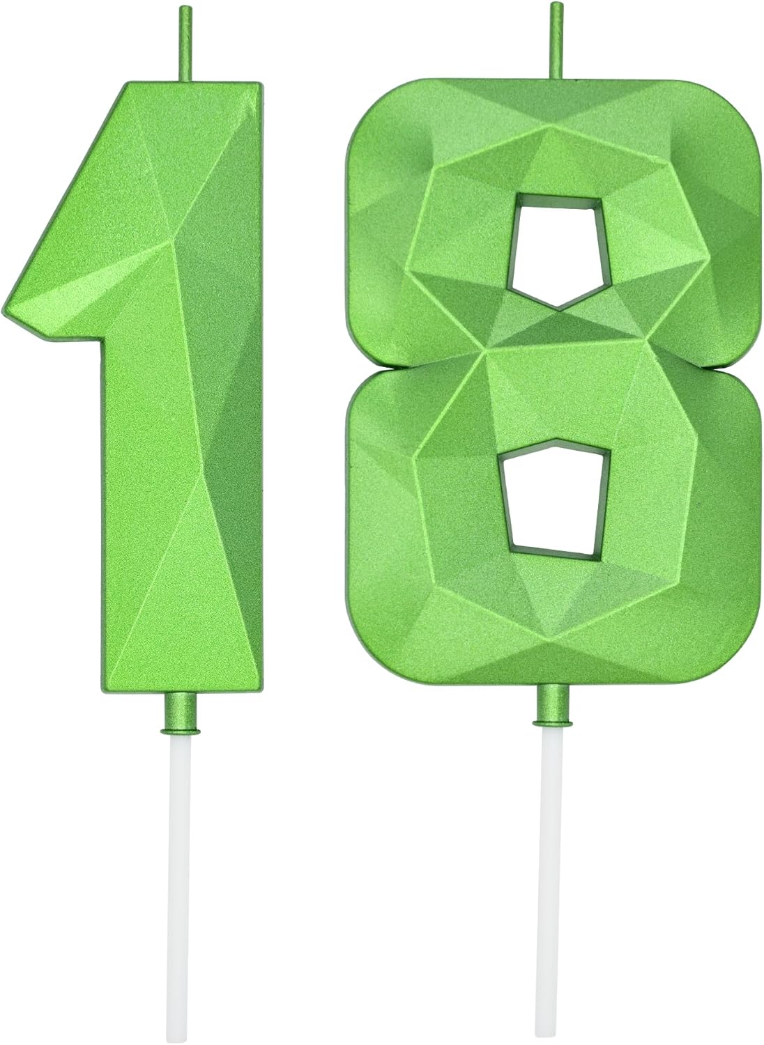 DERVENTA Large Birthday Candle Number 3D Green 3.7 inch Party Celebration Anniversary Decoration Cake Topper 1 Piece (Number 18 Green)