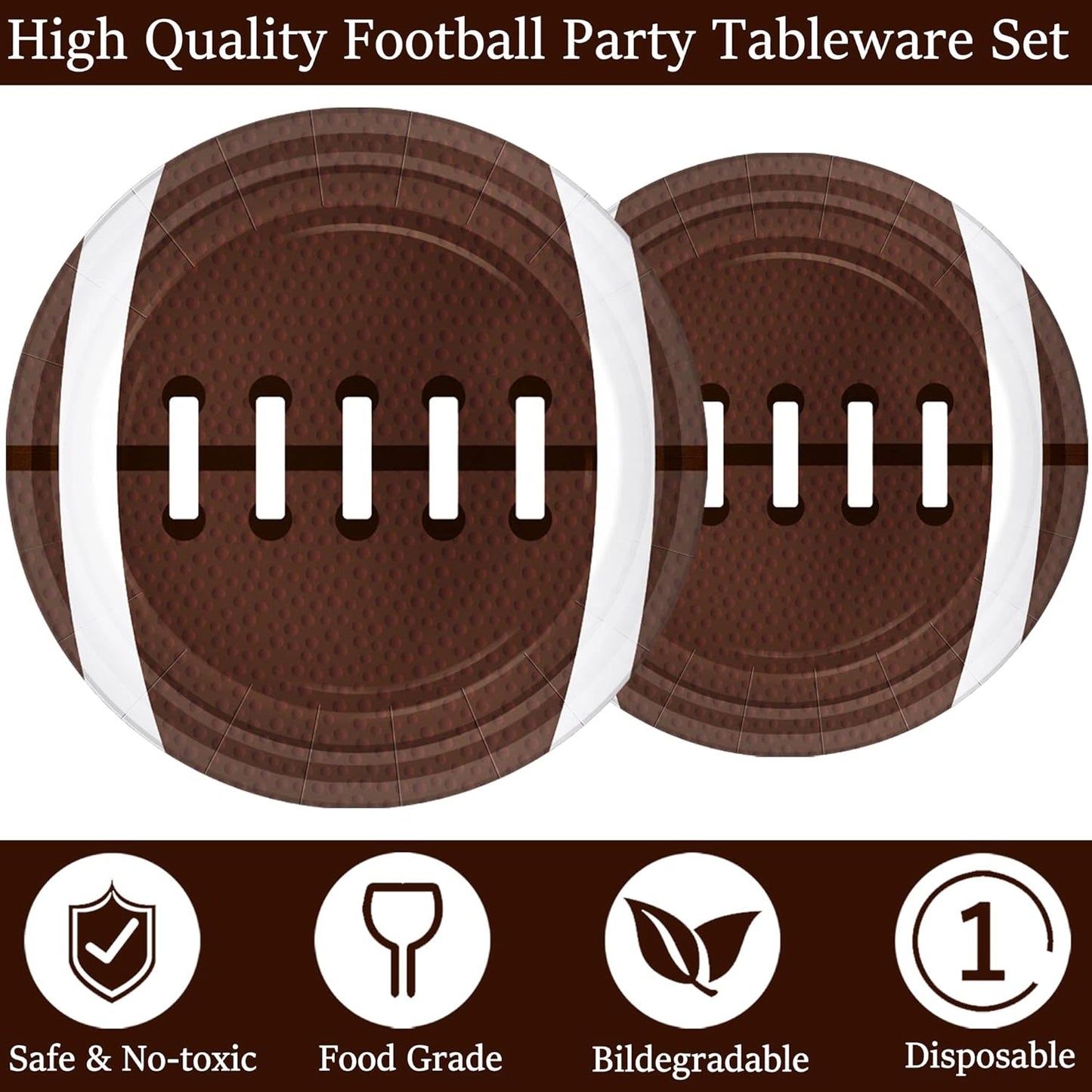 Football Party Decorations Football Party Supplies Tableware Set -24 guests Football Banners,Plate,Cup,Cutlery,Tablecloths for Super Sunday Touchdown Party Decoration