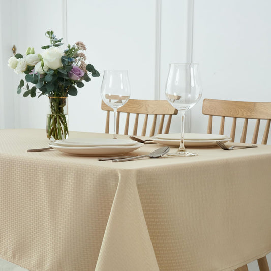 maxmill Weaved Texture Tablecloth Water Resistance Antiwrinkle Spillproof Soft Washable Table Cloth for Dining Room, Buffet Banquet Parties Holiday Dinner, Rectangular 60 x 108 Inch, Natural