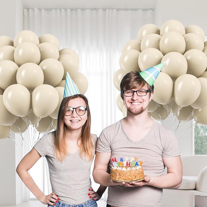 Sand White Balloons 12 inch, Cream Beige Latex Balloons 50pcs Party Balloon for Wedding Gender Reveal Baby Shower Birthday Party Decorations