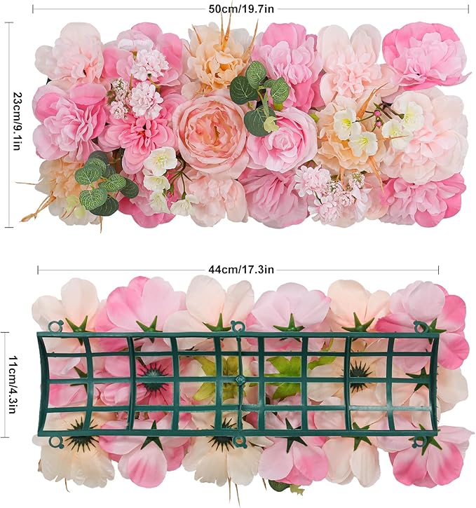 Wedding Arch Artificial Flowers Pink - 6Pack Faux Floral Swags Rose Silk Peony Realistic Arch Faux Plastic Arrangement for Romantic Wedding Wall Reception Ceremony Welcome Sign Decoration