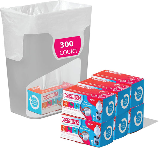 Trash Bags - Small Garbage Bags, Clear Trash Can Liners for Bathroom Bins, Bedroom, Office & Kitchen Waste, Multi-Purpose Household Wastebasket Cleaning Supplies - 4 Gallon, Pack of 10