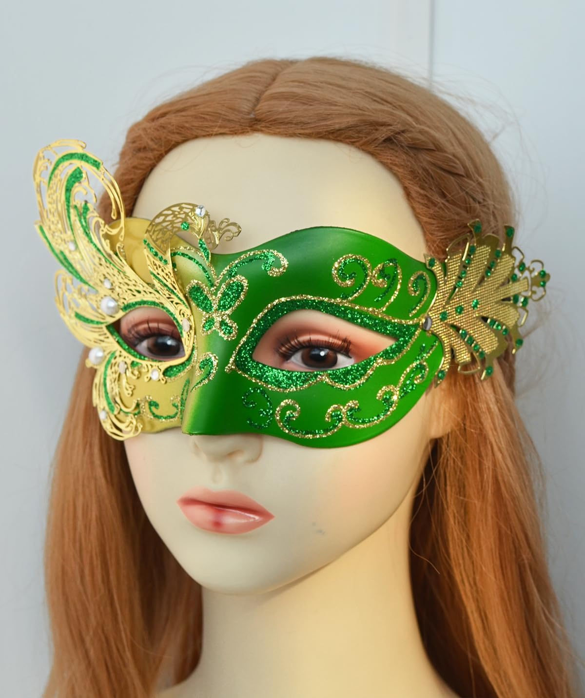 2025 New Green Masquerade Mask for Women-Butterfly Mardi Gras Mask - Peacock Metal Filigree Lady Masquerade Venetian Masks-Perfect for Halloween Parties, Costume Party, Carnivals, Wedding