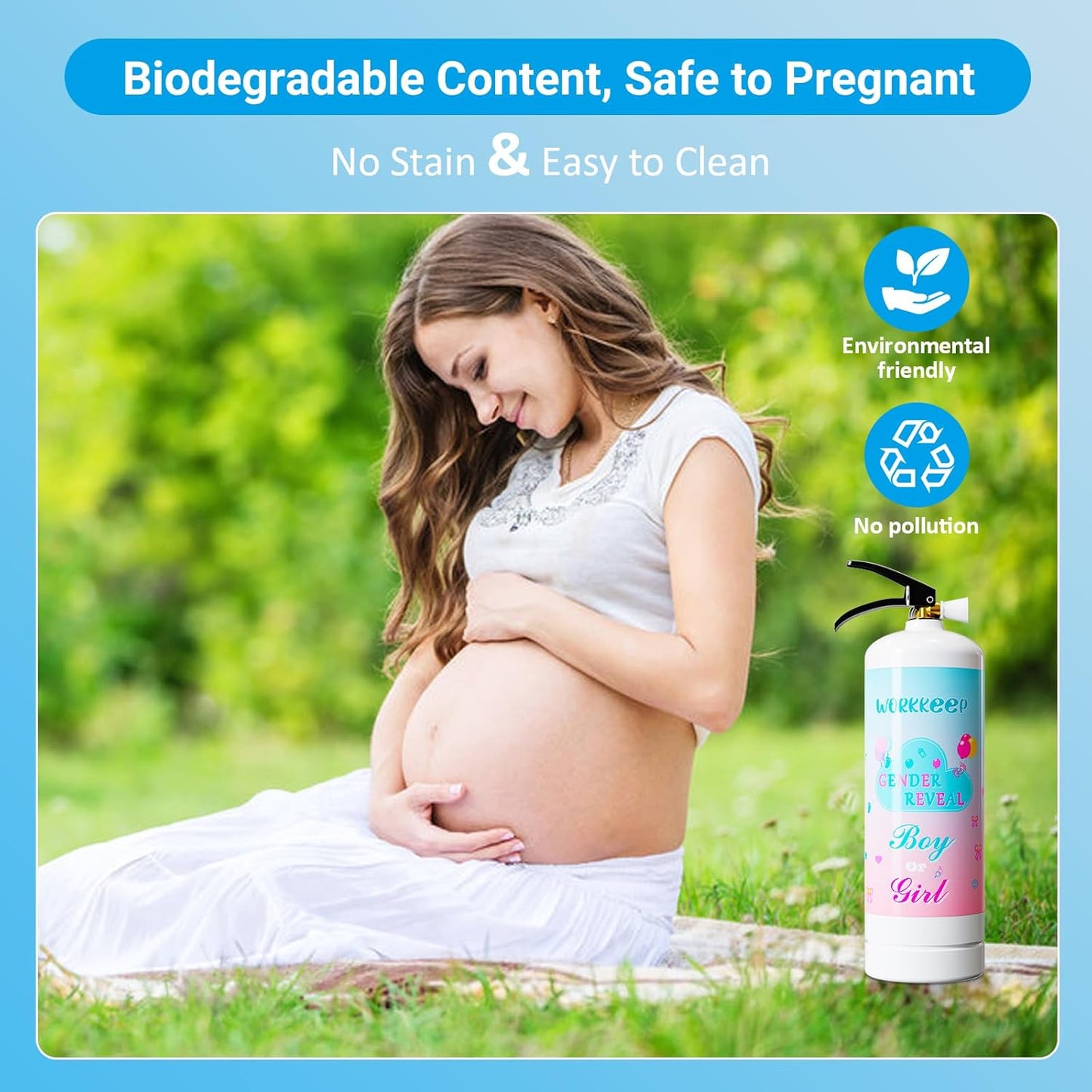 Giant Gender Reveal Fire Extinguisher Color Blasters: 2 Pcs Blue Blaster Only for Baby Boy with Blue Smoke suitable Gender Reveal Party Decorations - Blasts 20+ Feet (Blue)
