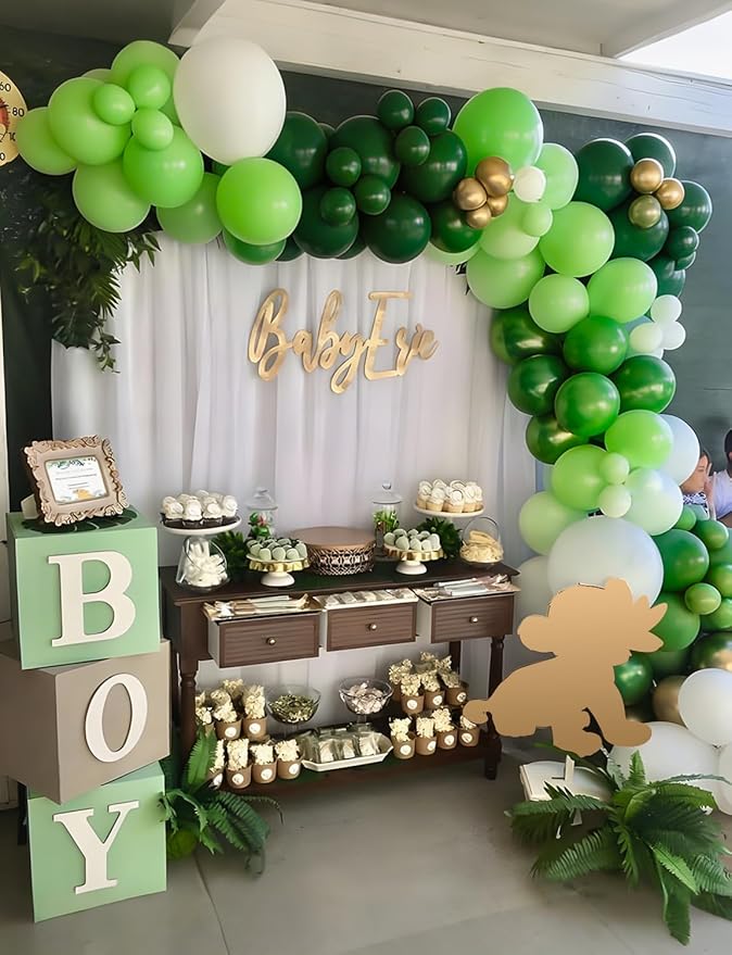 Green Balloon Arch Garland Kit,131PCS Shades of Green and Gold Balloon Arch, Latex Party Balloons in Different Sizes for St Patricks Day, Baby Shower, Birthday Decor
