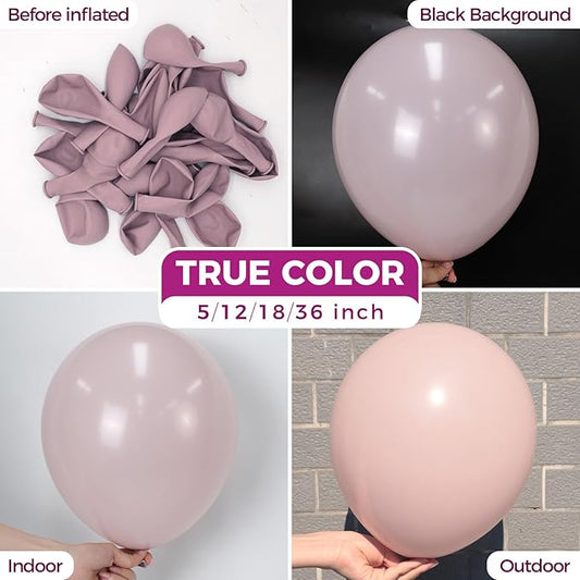 Bezente Dusty Pink Balloons Latex Party Balloons - 100 Pack 12 inch Round Helium Boho Blush Lilac Retro Pink Balloons for Graduation Anniversary Bachelorette Gender Reveal Princess Party Decorations