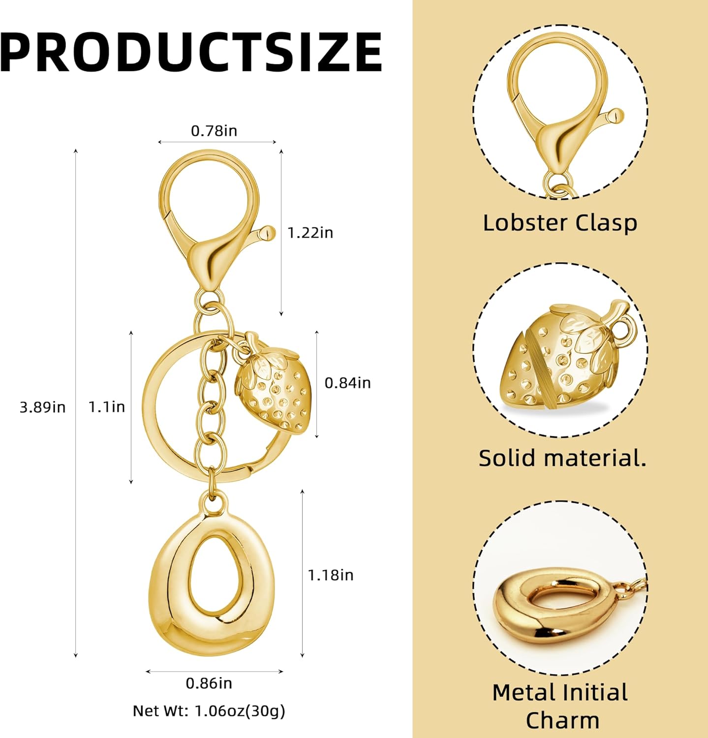 Gold Bubble Heart Initial Bag Charms for Handbags – Cute Initial Letter Keychain for Women, Purse Charms, Gold Gift