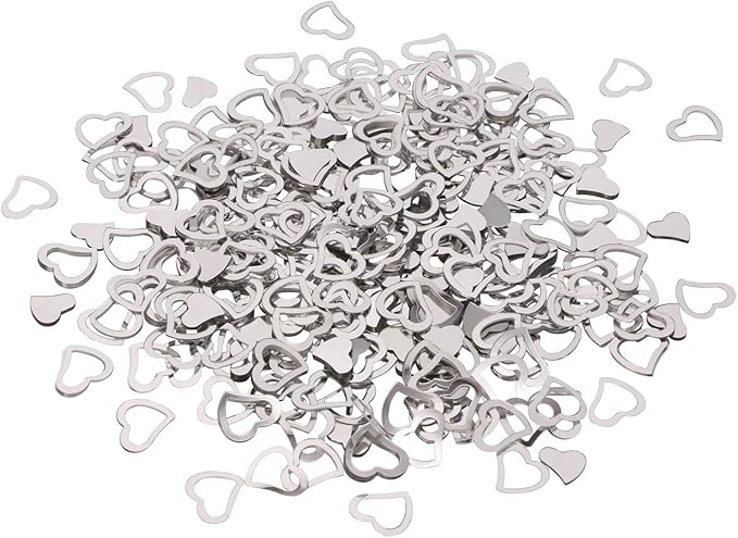 ONLYKXY 1200Pcs Love Heart Shaped Confetti, Table Wedding Decoration, Glitter Confetti for Wedding Party (Silver)