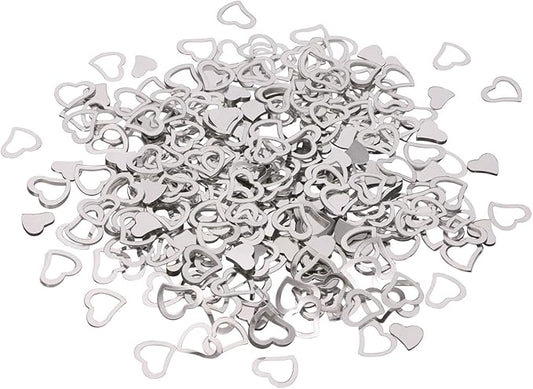 ONLYKXY 1200Pcs Love Heart Shaped Confetti, Table Wedding Decoration, Glitter Confetti for Wedding Party (Silver)