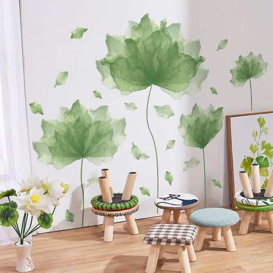 59.1'' x 49.6'' Huge Flower Petal Wall Decals Living Room Floral Wall Stickers Removable Peel and Stick Waterproof Wall Art Decor Stickers for Bedroom Bathroom Office (Matcha Green)