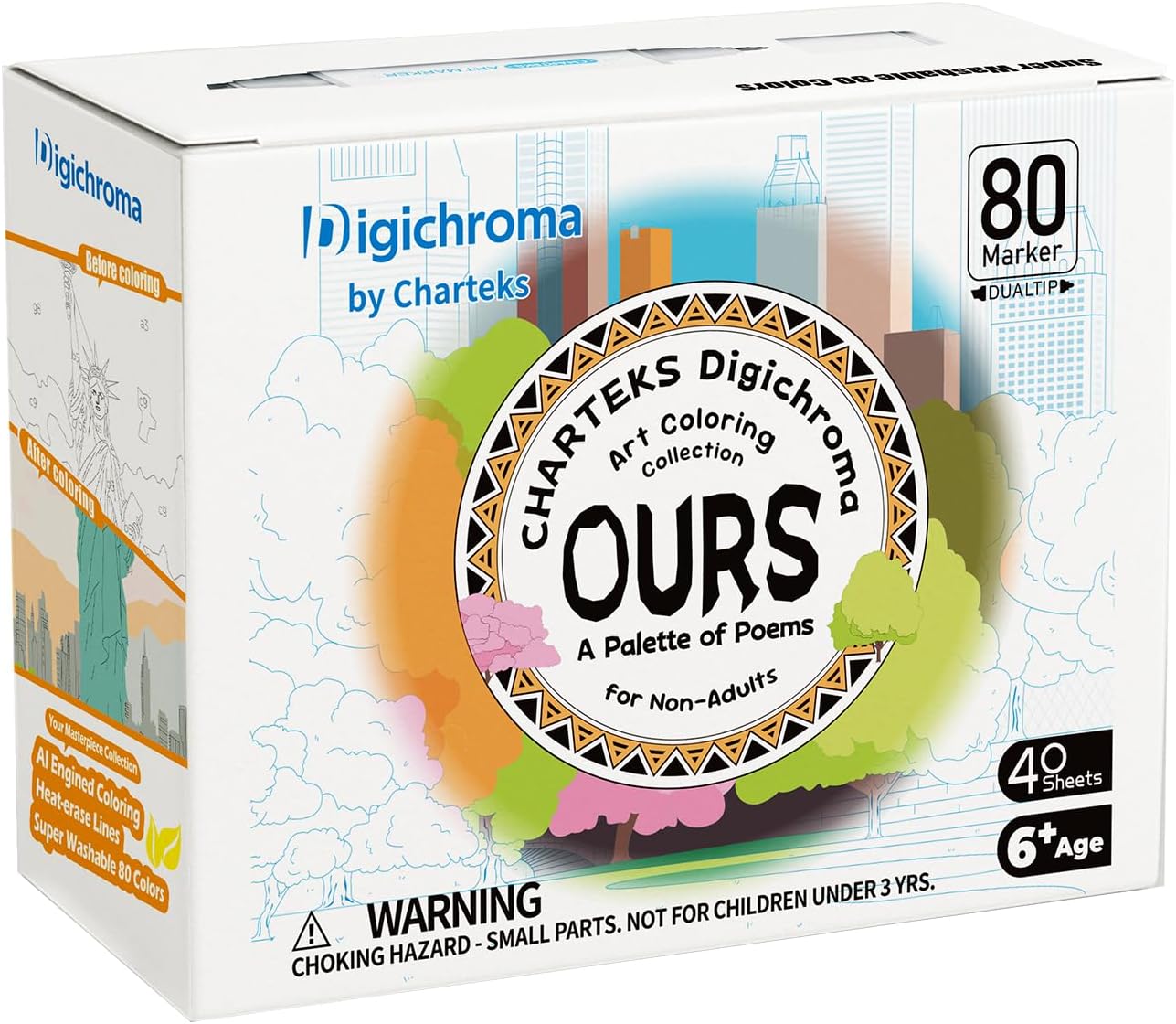 Digichroma Drawing Kit for Kids Ages 6-12 | 80 Color Markers, AI Art Tool & Heat-Erasable Coloring Sheet with Portfolio | Paint by Number Set, Art Supplies & Creative Toys | Gift for Girls Boys Teens