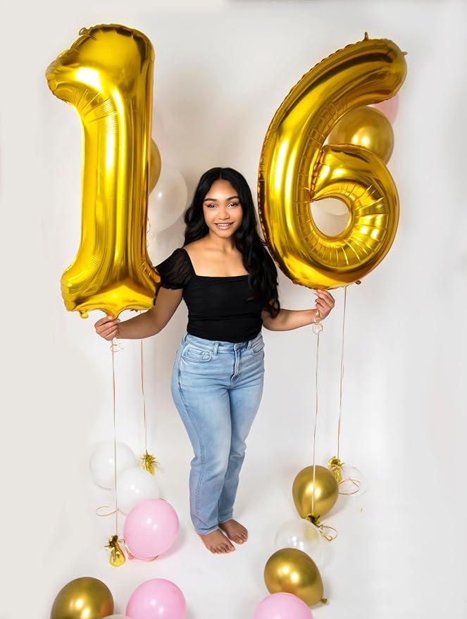 Gold Number 25 Balloon 40 inch, 25 Number Balloons, 25th Gold Birthday Decorations, 25 Year Old Women Men Golden Party Supplies