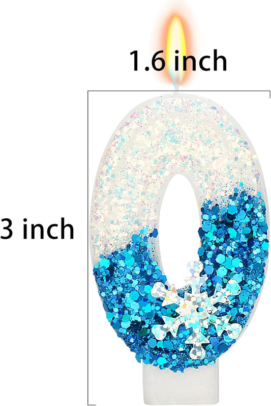 Snow Themed Birthday Candles, Birthday Candle for Party Supplies, Winter Birthday Party Supplies, 2.76 inch Number 60 Candle Cake Topper Decoration (Number 60)