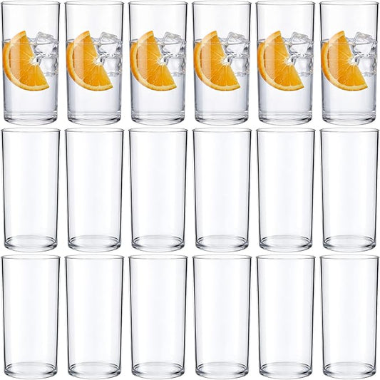 Gerrii 18 Pcs Clear Plastic Tumblers Drinking Cups Reusable Unbreakable Juice Acrylic Glasses Dishwasher Safe Plastic Glasses for Adults Picnic Party Kitchen (10 oz,Vintage)