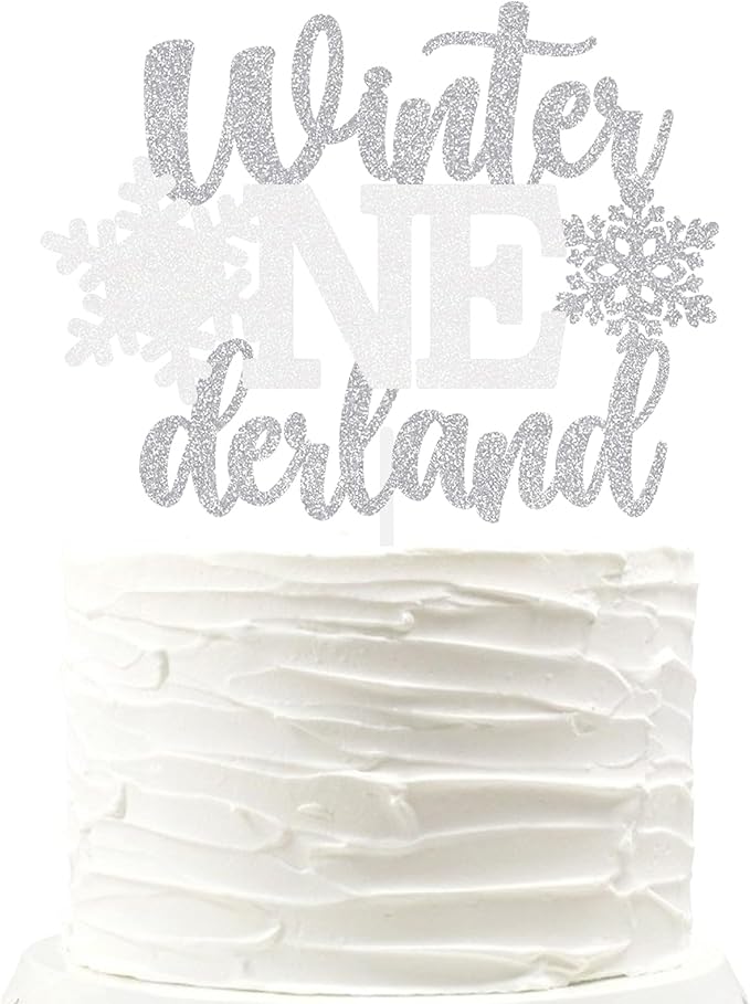 Winter Onederland Cake Topper Snowflake First Birthday Party Decoration Baby Holiday Supplies Silver White