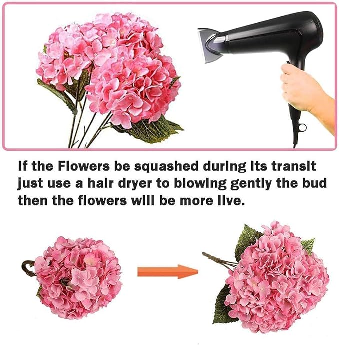 2Bouquets Artificial Fake Flowers Plants Silk Hydrangea Arrangements Wedding Bouquets Decorations Plastic Floral Home Kitchen Garden Party Festival Bar DIY (Lavender,5 Flower Heads)