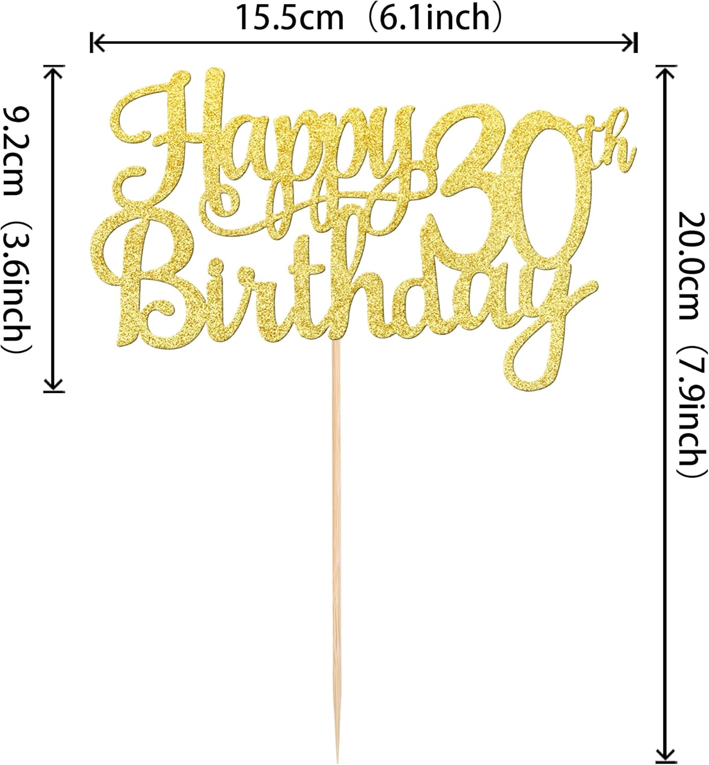 1 PCS Happy 30th Birthday Cake Topper Gold Glitter Cheers to 30 Years Birthday Cake Pick 30 Fabulous Cake Decoration for Happy 30th Birthday Anniversary Party Decorations Supplies