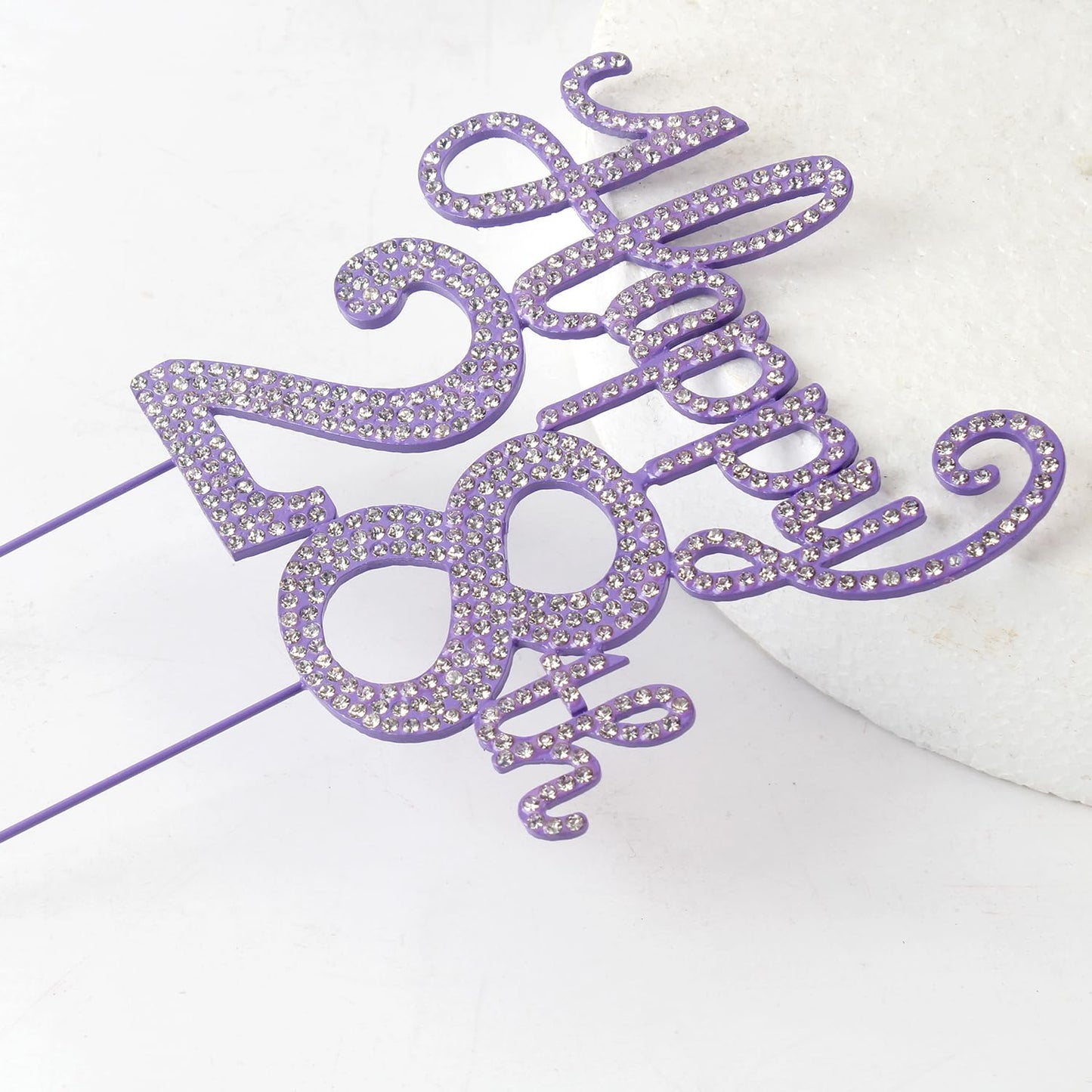 LASKYER Happy 28th Birthday Purple Rhinestone Cake Topper - 28th Birthday/Anniversary,Cheers to 28 Years Old Bday Party Metal Sparkly Centerpieces Decorations.