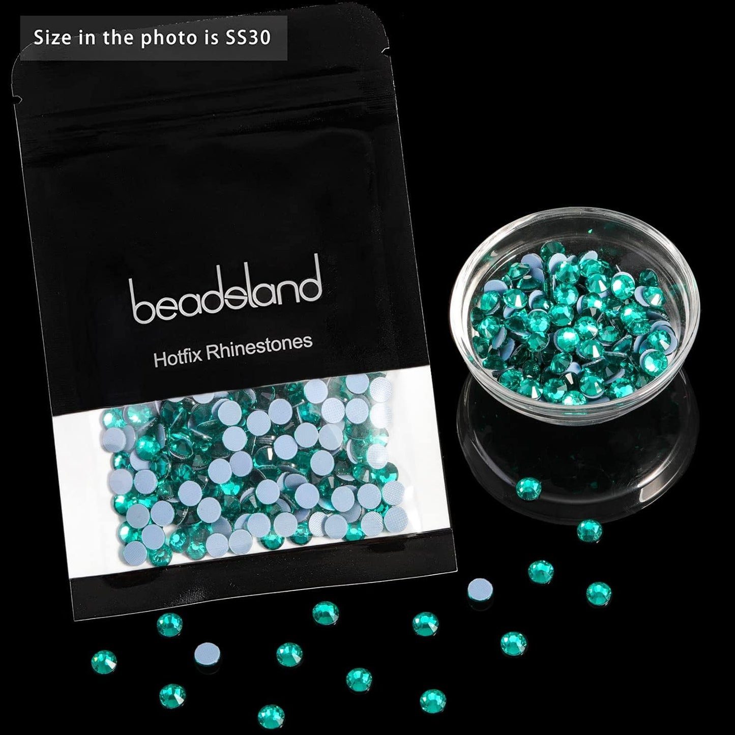 Beadsland Hotfix Rhinestones, 1440pcs Flatback Crystal Rhinestones for Crafts Clothes DIY Decoration, Blue Zircon, SS16, 3.8-4.0mm