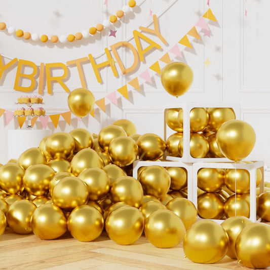 AULE Metallic Gold Balloons 5 inch 50 Pcs Gold Latex Balloons Chrome Helium Shiny Thicken Balloon Perfect Party Decoration for Wedding Birthday Baby Shower Graduation Christmas Carnival