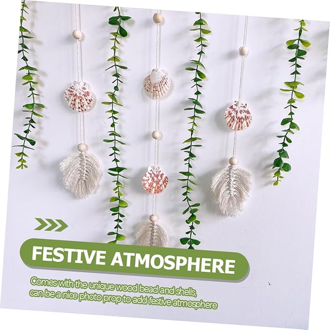 Lurrose Boho Wooden Bead Garland with Simulated Eucalyptus Leaves Rustic Farmhouse Hanging Wall Decor for Bedroom Living Nursery Pastoral Style Vines Decoration