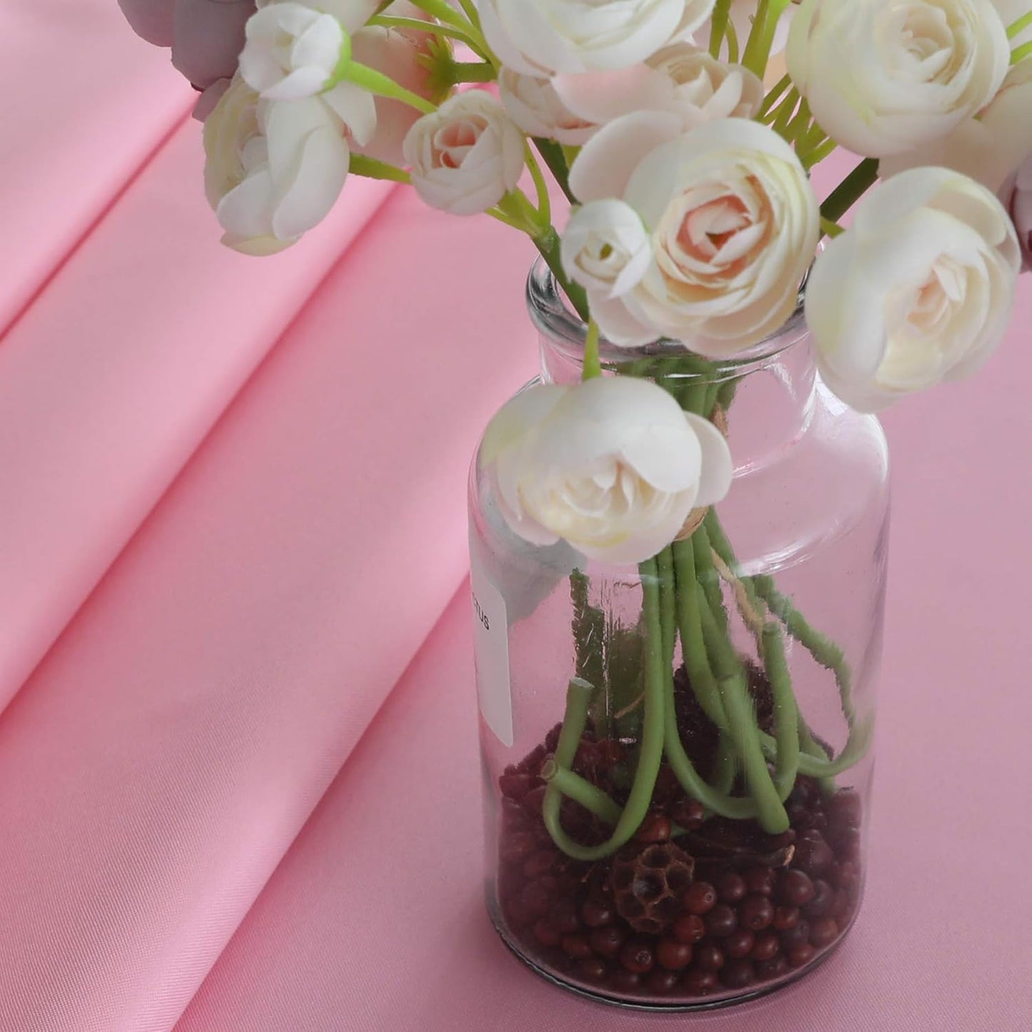 FOLINS&HOME Pink Square Table Cloth in Heavy Duty and Water Resistant Polyester-Wrinkle Free Spillproof and Washable Tablecloths 60 x 60 inch-Table Cover for Indoor and Outdoor-Oblong/Rectangle