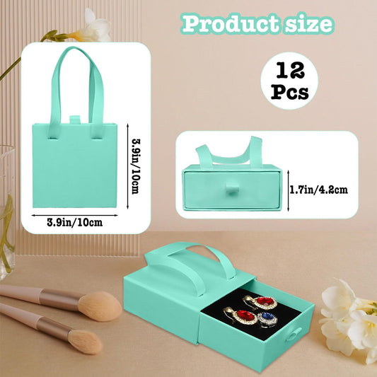 Small Jewelry Boxes, 12 Pack Jewelry Gift Boxes Drawer Jewelry Box Necklace Box, Jewelry Gift Box Necklace Gift Box For Earrings Rings Necklace Bracelet,4 x 4 x 1.7 Inches (Blue)