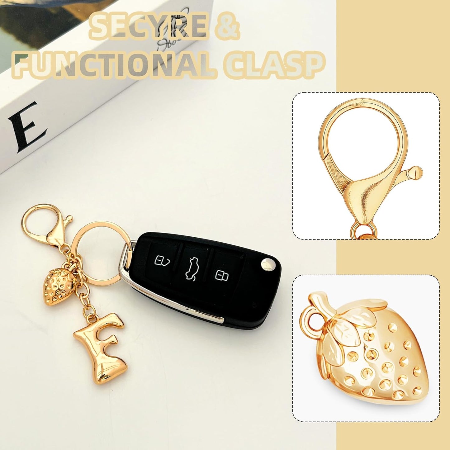 Gold Bubble Heart Initial Bag Charms for Handbags – Cute Initial Letter Keychain for Women, Purse Charms, Gold Gift