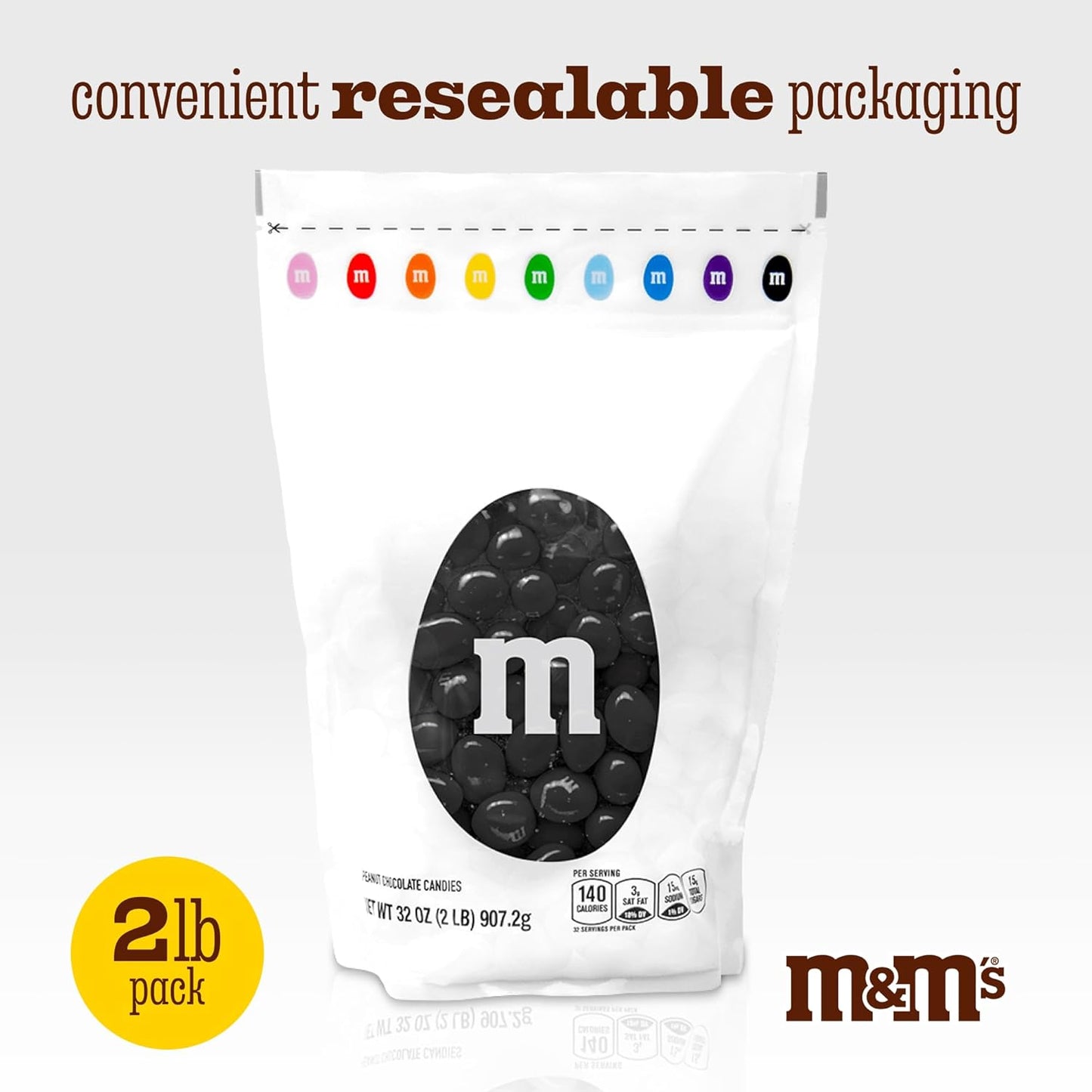 M&M’S WORLD Peanut Black Chocolate Candy-2lbs of Bulk Candy in Resealable Pack for Easter,Candy Buffet,Birthday Parties,Theme Meetings,Candy Bar,Sweet Stuff for DIY Party Favors or Edible Decoration