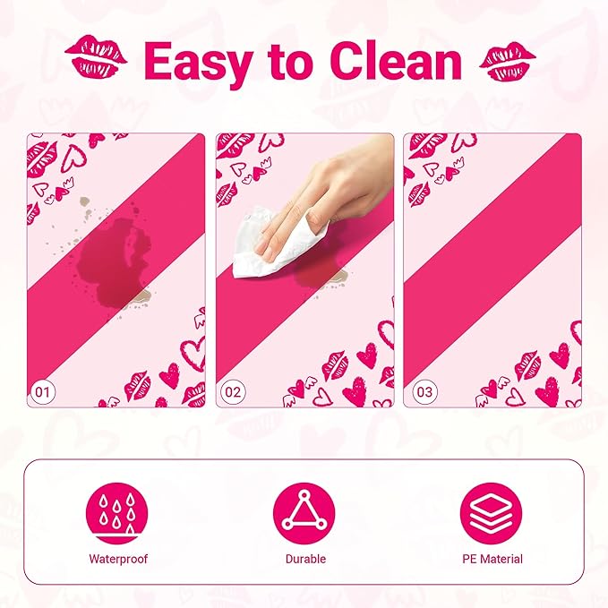 Childom 2 Pcs Valentines Day Tablecloths for Valentines Day Decorations,54" x 108" Disposable Plastic Tablecloths,Rectangle Lip Table Cover for Party Decorations Mothers Day Anniversary Birthday