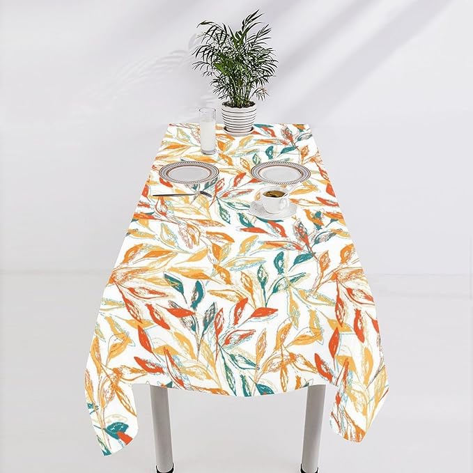 YCness Thanksgiving Fallen Leaves Tablecloth, Fall Autumn Watercolor Seasonal Colorful Maple Table Decor for Home Bedroom Kitchen Dinner Table Cover 55x75 Rectangle