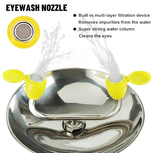 Eye Wash Station Emergency Wall-Mounted - Yeipower Portable First Aid Eyewash Station Kit Stainless Steel Eye Irrigation