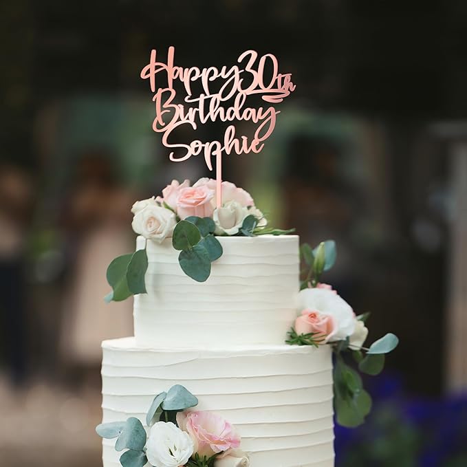 Customized Cake Topper Personalized Text Acrylic Cake Decoration for Birthdays Weddings, Baptisms, or any Occasion (Attena)