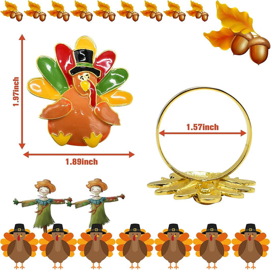 Legigo Set of 6 Turkey Napkin Rings for Table Decorations- Thanksgiving Napkin Holder Fall Napkin Rings for Thanksgiving Dinner Wedding Banquet Family Gatherings Table Settings Decor Present