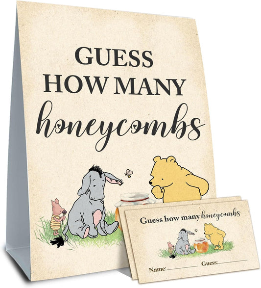 Winnie the Pooh Baby Shower Decorations-Baby Shower Games-Baby Shwoer Party Decor-Baby Shower Table Sign Centerpieces-Baby Shower Games Pooh Birthday Supplies Party Decorations