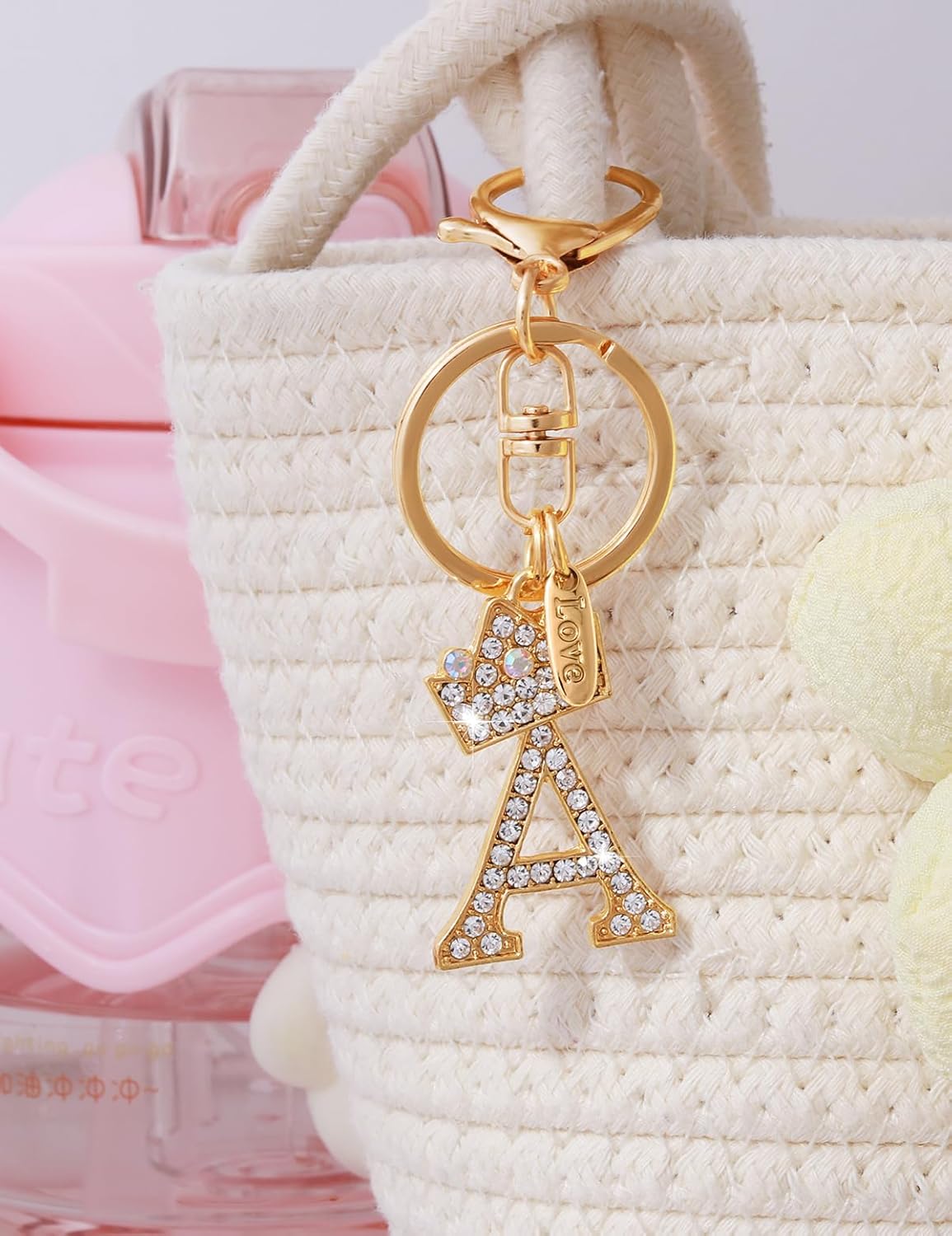 ChunlongFour Initial Letter Keychain for Women Girl Bag Charm Butterfly Tassel Keychain for Wallet Car Key Backpack Handbag