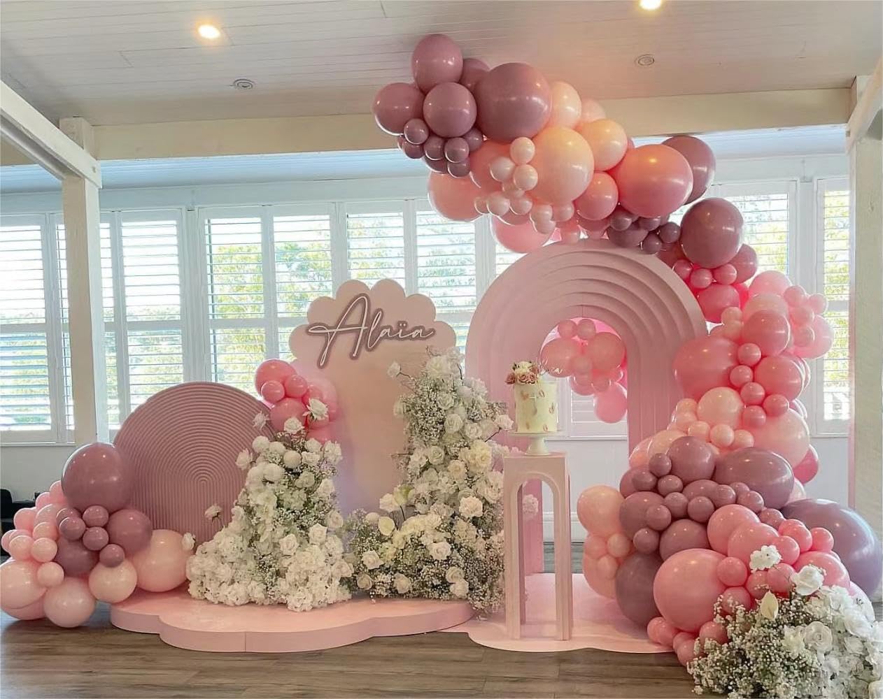 62Pcs 12Inch Black Rose Gold Pink Balloons Kit, Vintage Pale Pink Black Rose Gold Confetti Party Balloons with Ribbons for Birthday, Wedding, Baby Shower, Graduation Decorations