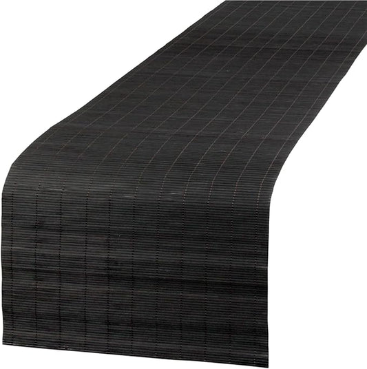 BambooMN Black Bamboo Matchstick Natural Table Runner, Home Décor, 2 Pieces