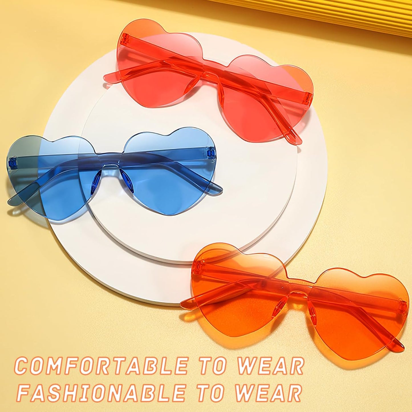 Heart Shaped Rimless Sunglasses 12Pack, Bachelor Party Cool Colorful Funky Sunglasses