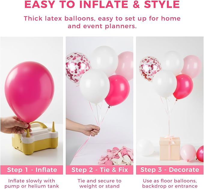 LovesTown Rose Pink Balloon Garland Kit, 150PCS Arch Kit Confetti Pink Metallic Latex Balloons for Wedding Engagement Birthday Party Decorations