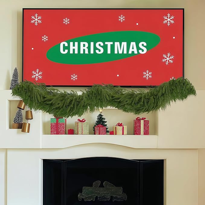 4 Pcs 9FT Christmas Garland, Christmas Decorations, Artificial Norfolk Pine Garland, Faux Greenery Garland for Mantle Fireplace Table Door Wall Upstairs Indoor Outdoor Holiday Xmas Decor