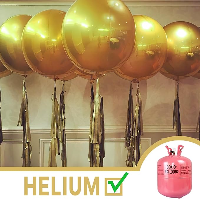 PartyWoo Metallic Gold Foil Balloons 20pcs Different Sizes Pack of 22 15 10 Inch Large Round Foil 4D Inflatable Mirror Ball Mylar Balloons for Graduation Birthday Baby Shower Party Decorations