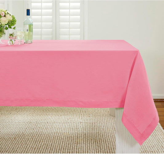 Solino Home Linen Tablecloth 52 x 52 Inch - 100% Pure Linen Pink Carnation Square Tablecloth - Fete, Machine Washable Table Throw for Halloween
