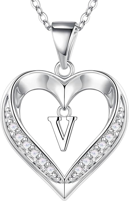 TURANDOSS Valentines Day Gifts for Kids Teen Girls - Heart Initial Necklaces, Dainty 14K Gold Plated CZ Heart Letter A-Z Pendant Necklace Trendy Jewelry Valentines Day Gifts for Wife Girlfriend