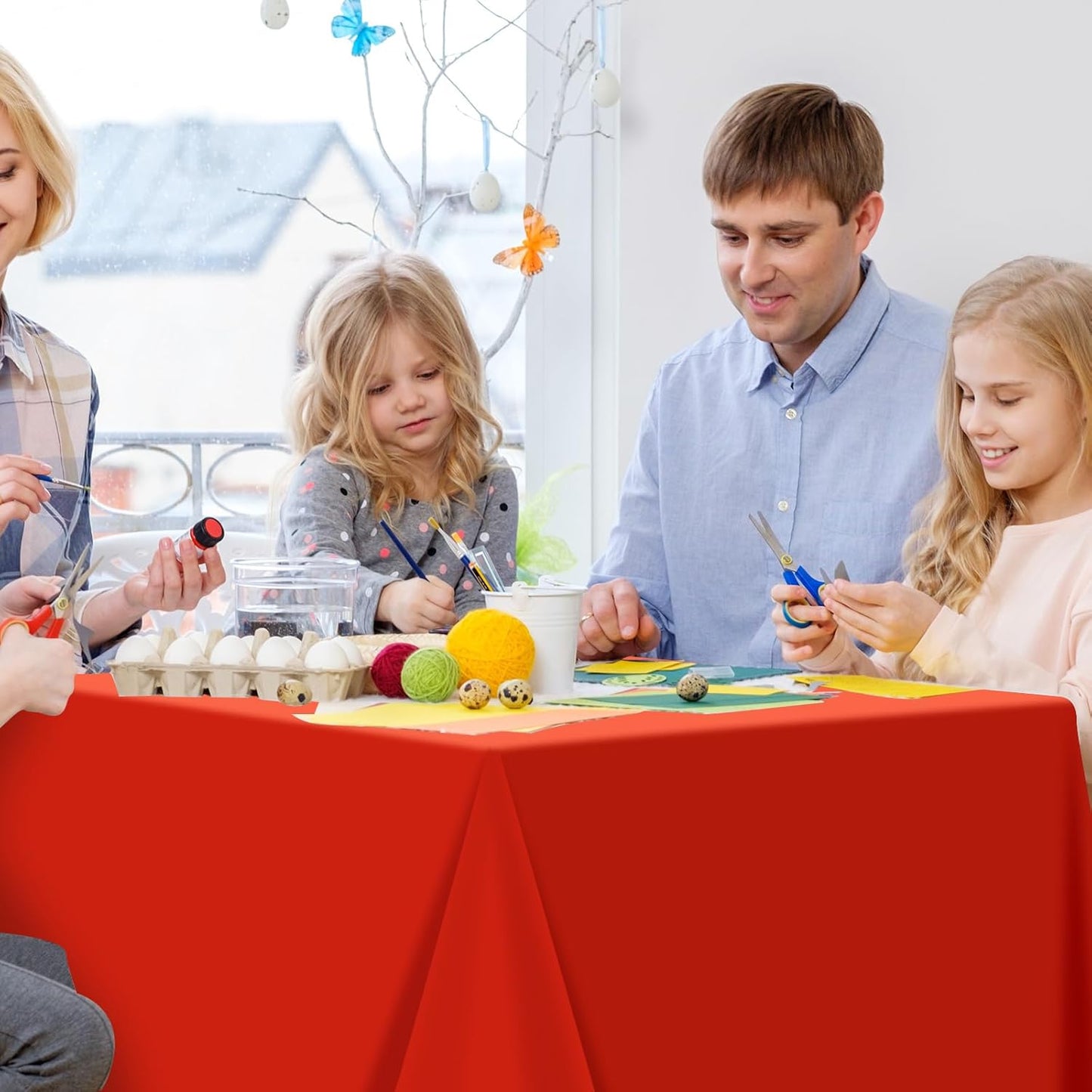 6Pcs Red Rectangle Tablecloths,Disposable Plastic Tablecloth,Waterproof Red Table Cover for Graduation Birthdays Weddings Anniversary Party Decorations,54 x 108 Inch