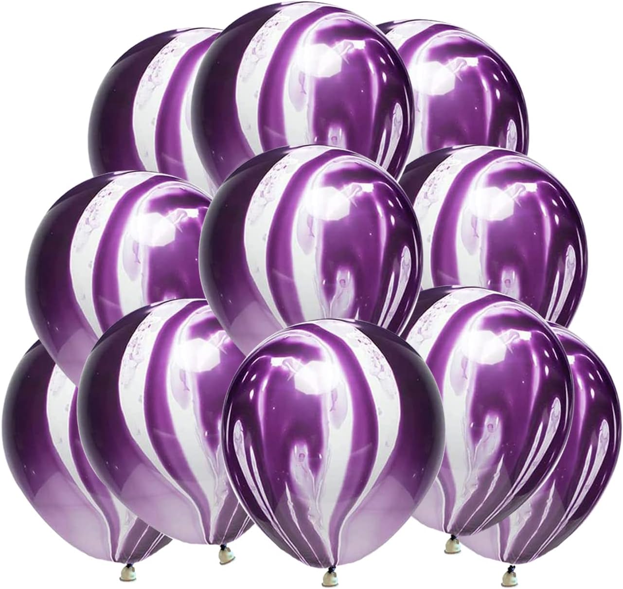 Purple Marble Balloons Marbled Agate Latex Balloons 12 Inch 50 PCS Swirl Balloons Purple Tie Dye Balloons for Birthday Party Christmas Decorations Wedding Baby Shower Festival