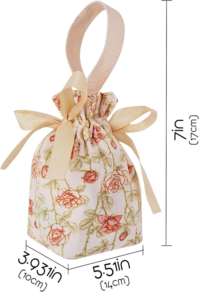 Biiange Floral Gift Bags, Floral Gift Bag with Handle, Small Candy Boxes Goodie Bags for Birthday Wedding Bridal Favors (8Pcs Pink)